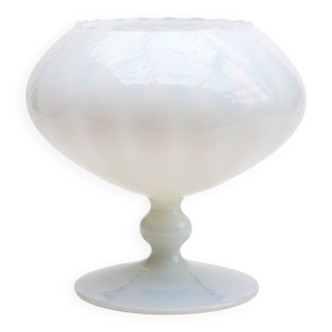 Handmade opaline white bowl vase