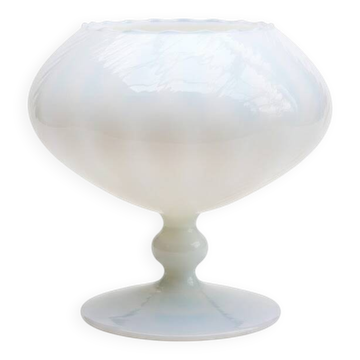 Handmade opaline white bowl vase