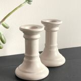 Pair of white ceramic candle holders