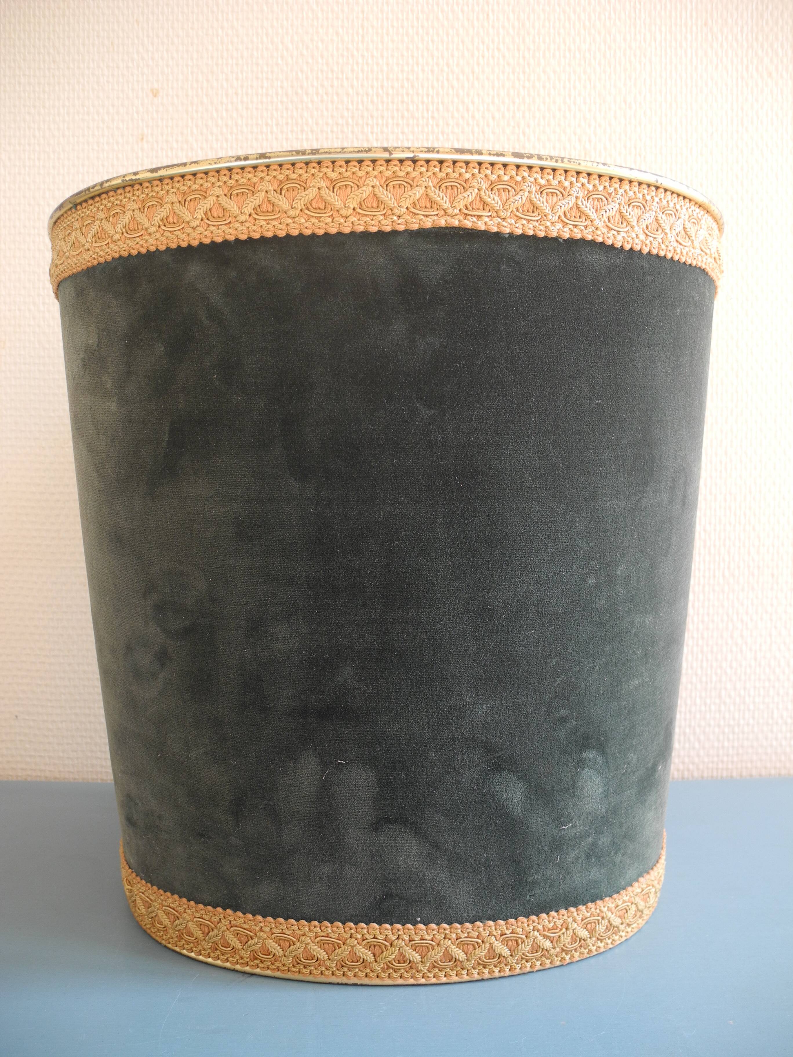 vintage velvet waste paper basket Massilly