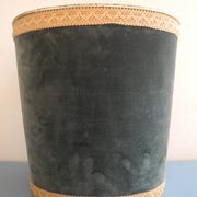 ancienne corbeille papier Massilly velours vintage waste paper basket