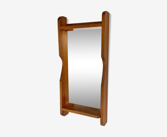 Mid Century Scandinavian Pinewood Mirror, 1970s
