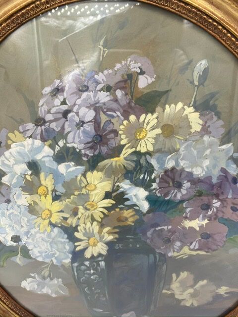Ancient painting, still life with flowers, 20th century by Georges Ritleng (1875-1972)