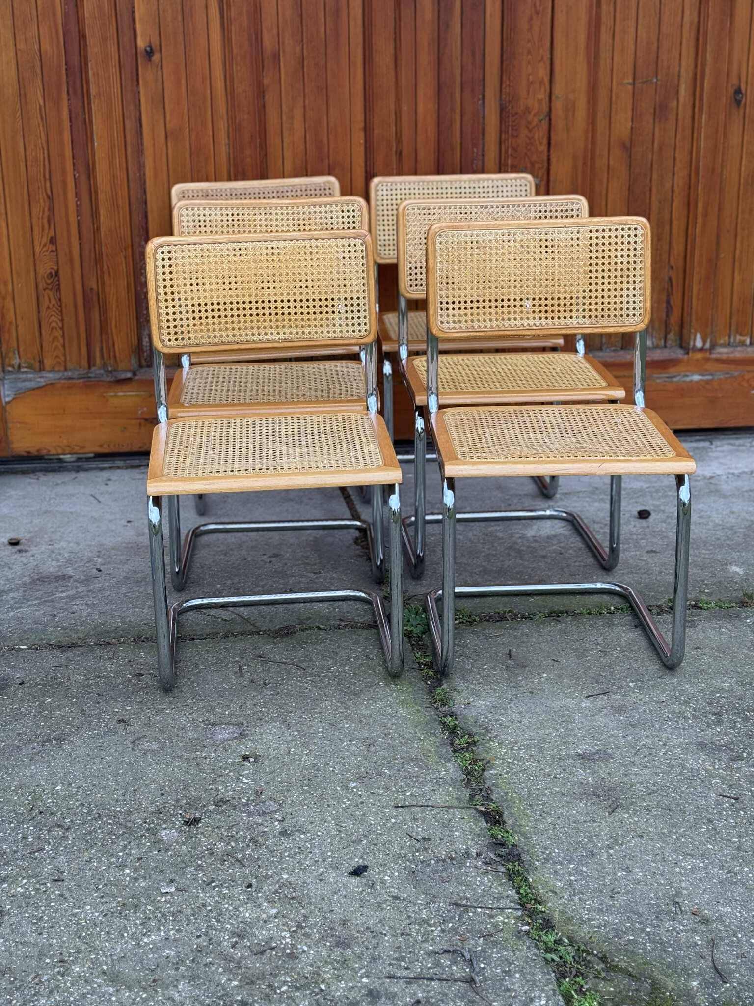 6 Mid-Century Modern Italian Marcel Breuer B32 Cesca Chairs