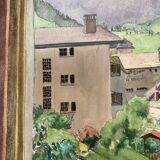 Watercolor mountain landscape