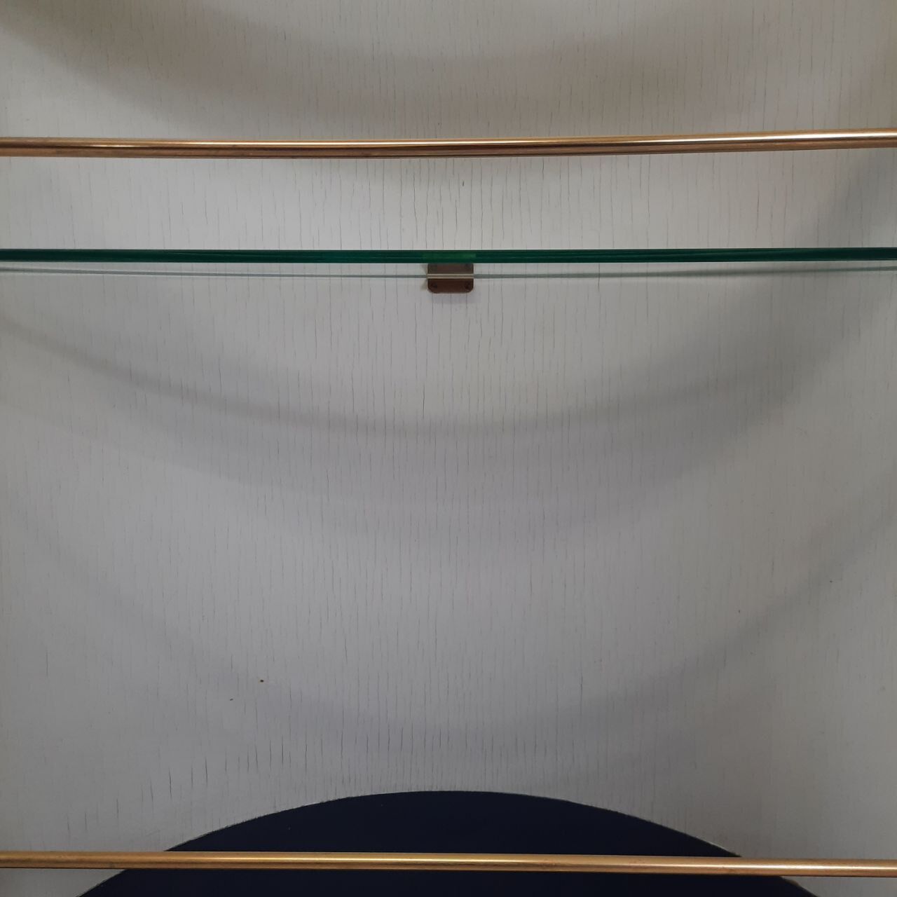 Vintage openable cylinder shaped bar cabinet, wood, brass and glass.