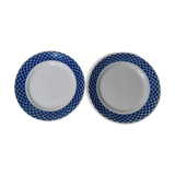 2 flat plates Badonviller old blue vintage