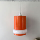 Orange & white opaline glass pendant lamp