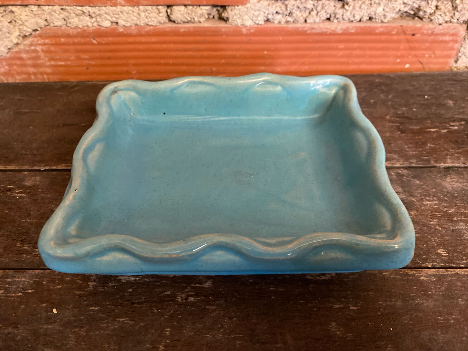 Old Poche D YRONDY Turquoise Blue Ceramic Made In France Wine