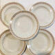 X5 Luneville earthenware soup plates with golden decoration