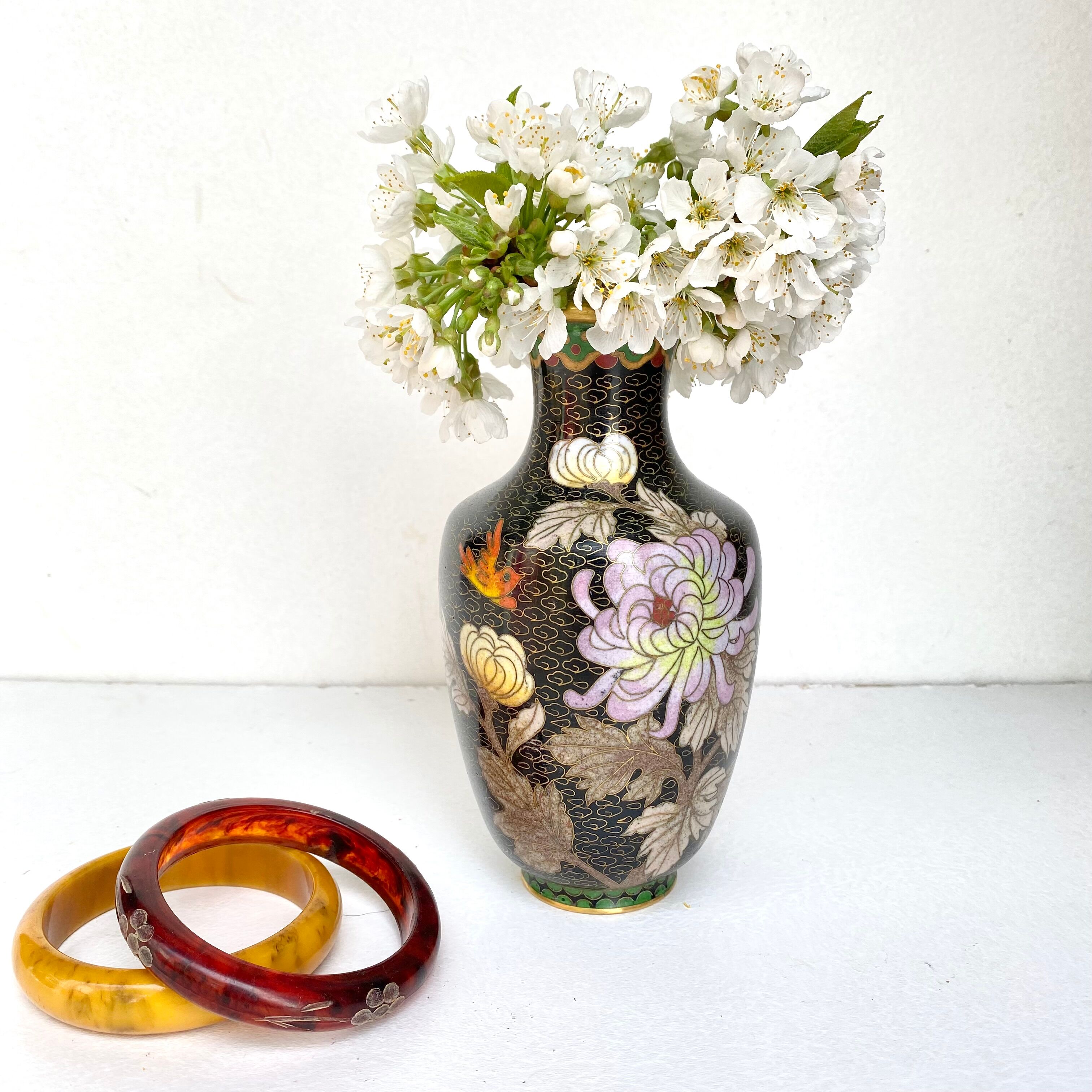 Asian cloisonné vase