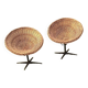Pair of bamboo and iron pod swivel chairs, 1960s