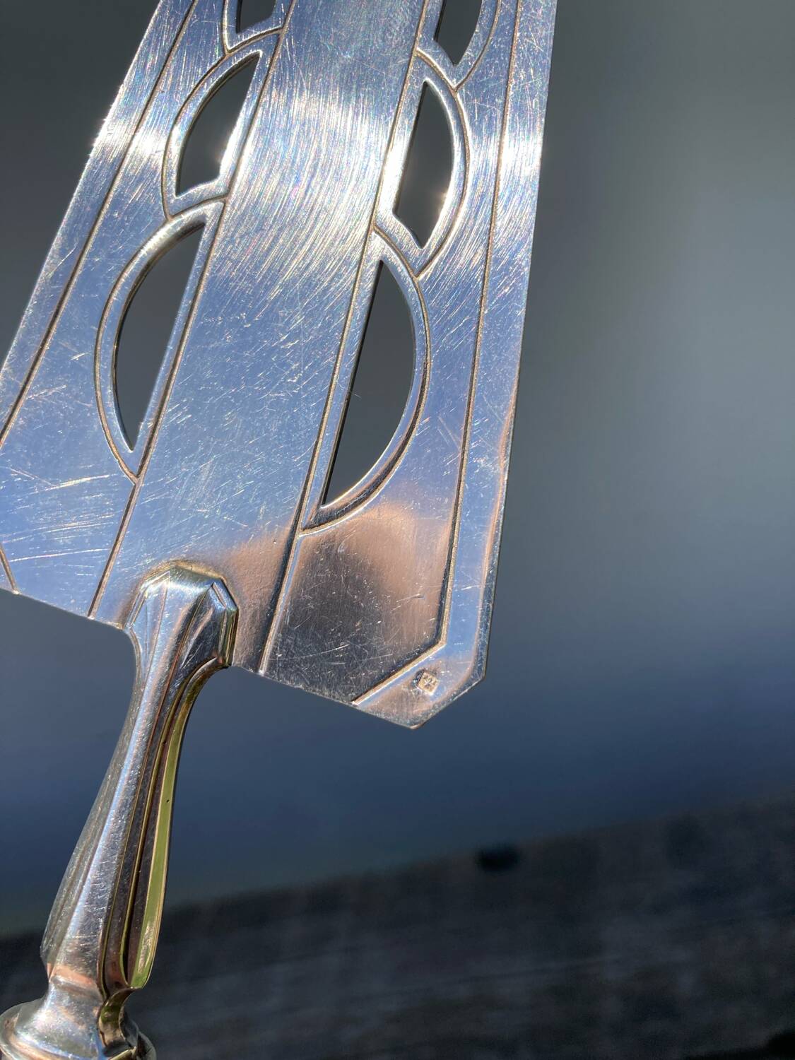 Silver metal art deco pie server