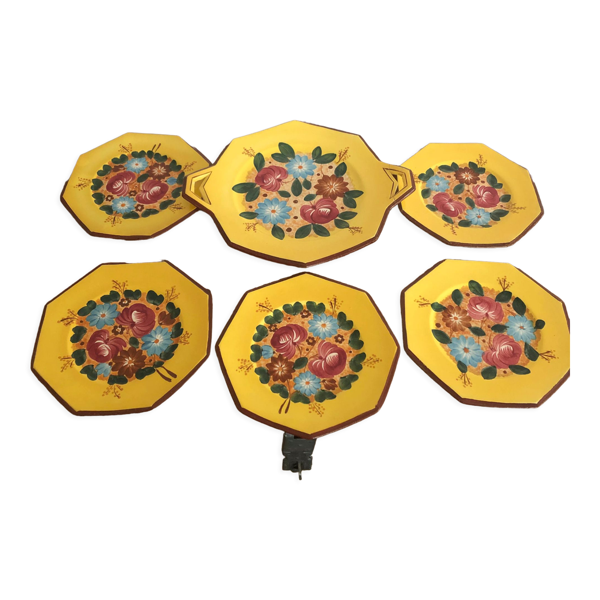 5 assiettes Longwy et un plat