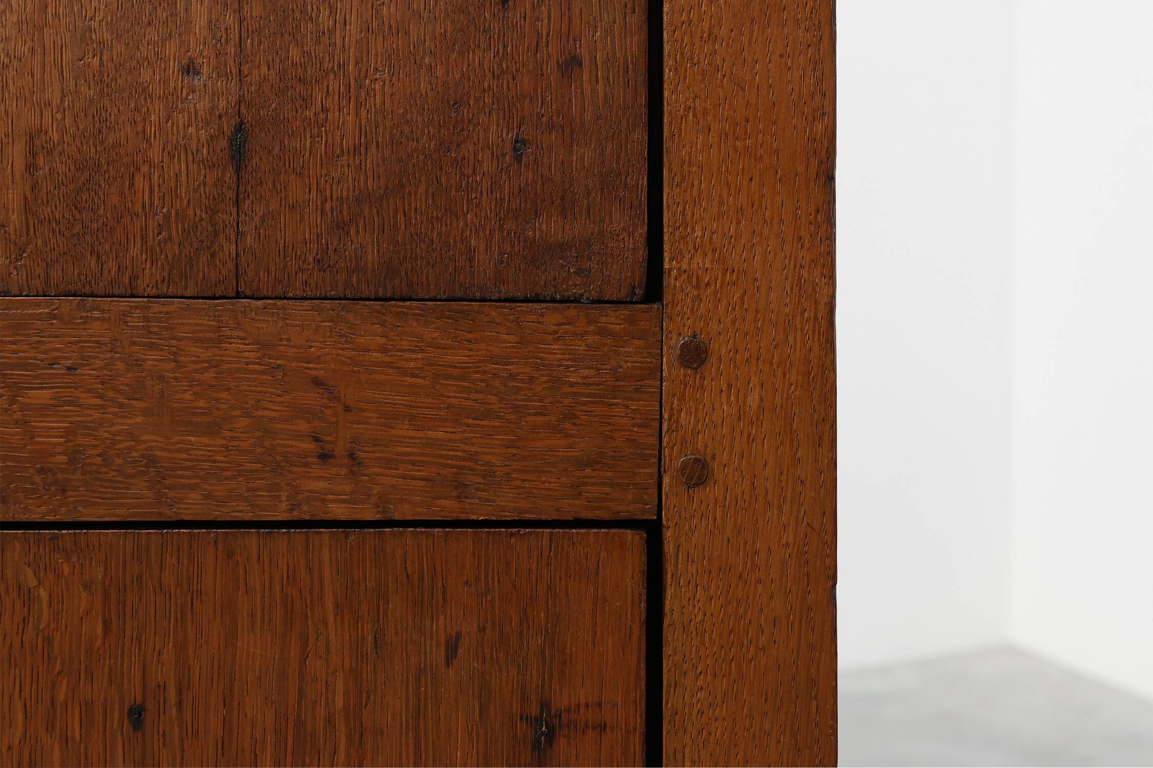 Tall rustic French monastery wardrobe in oak from the late 19th century