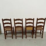 Rustic handcrafted oak chairs 1900