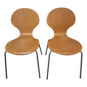 Paire de chaises en bois