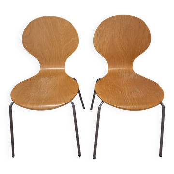 Paire de chaises en bois vintage