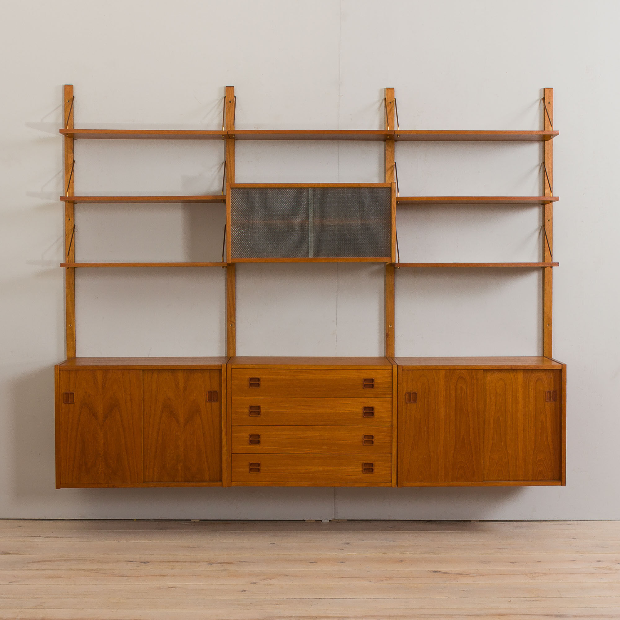 Vintage danish modular teak bookcase 1970s