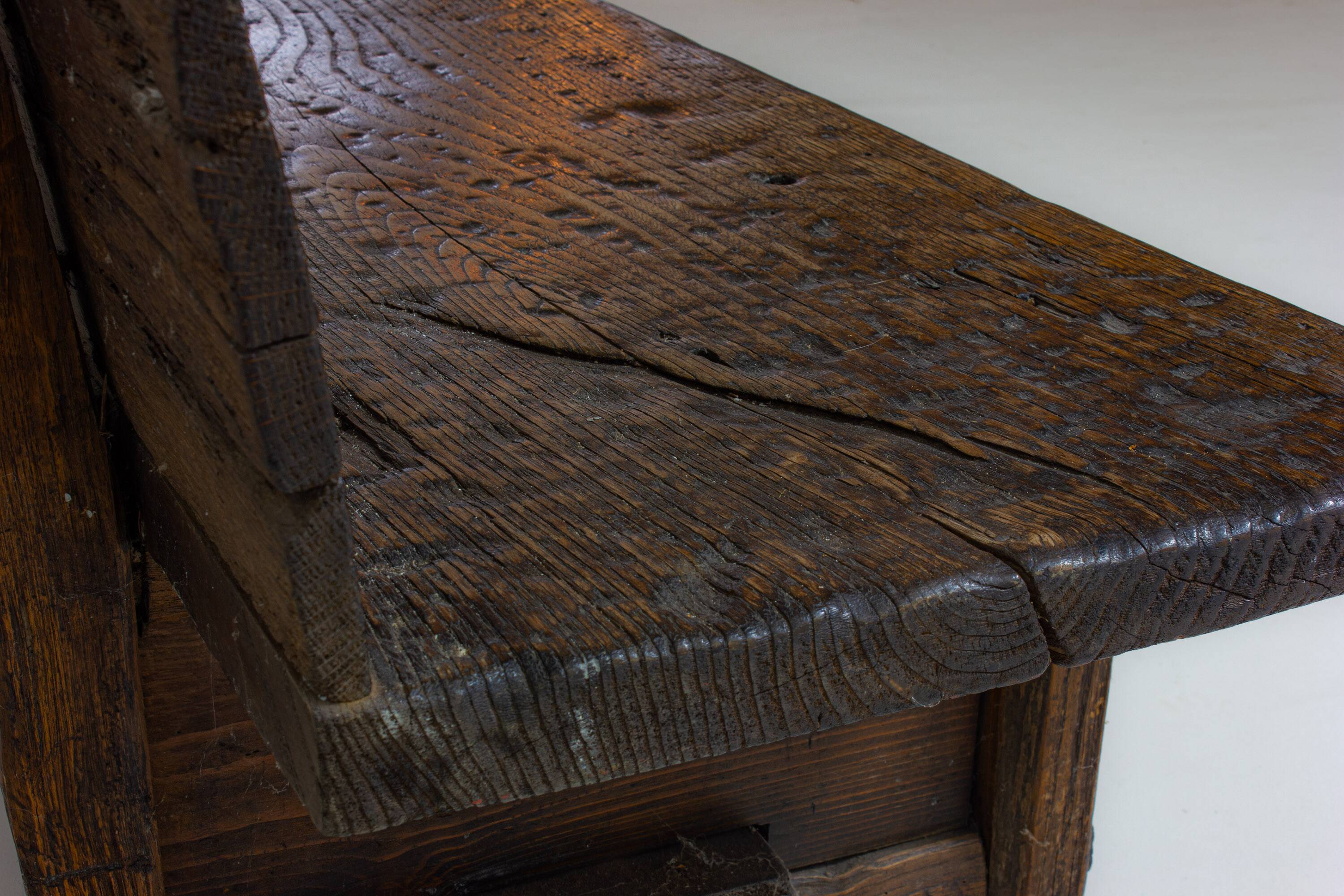 Early 1900s Art Populaire French fermette bench