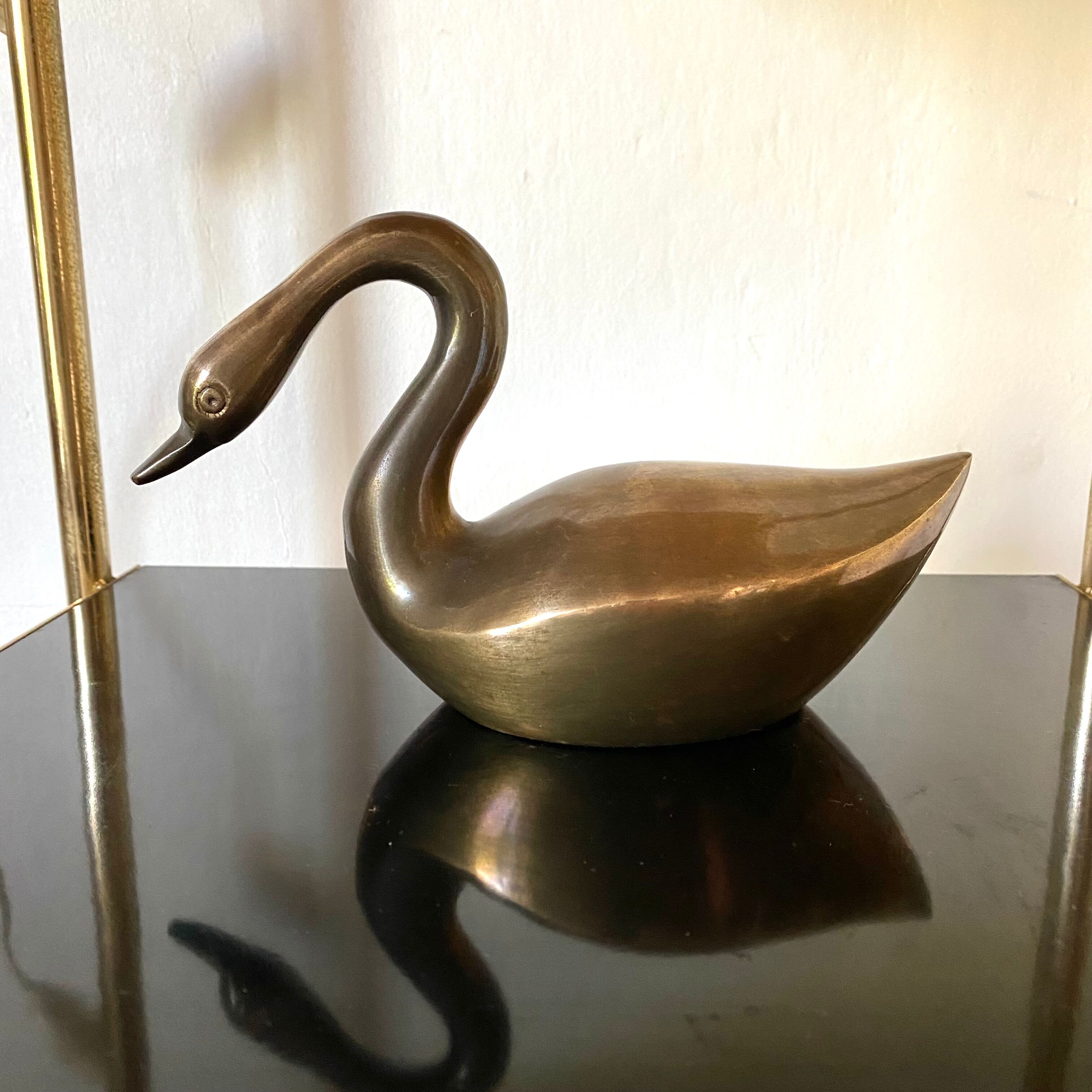 Vintage brass swan