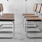 Set of 6 black Cesca B32 chairs by Marcel Breuer