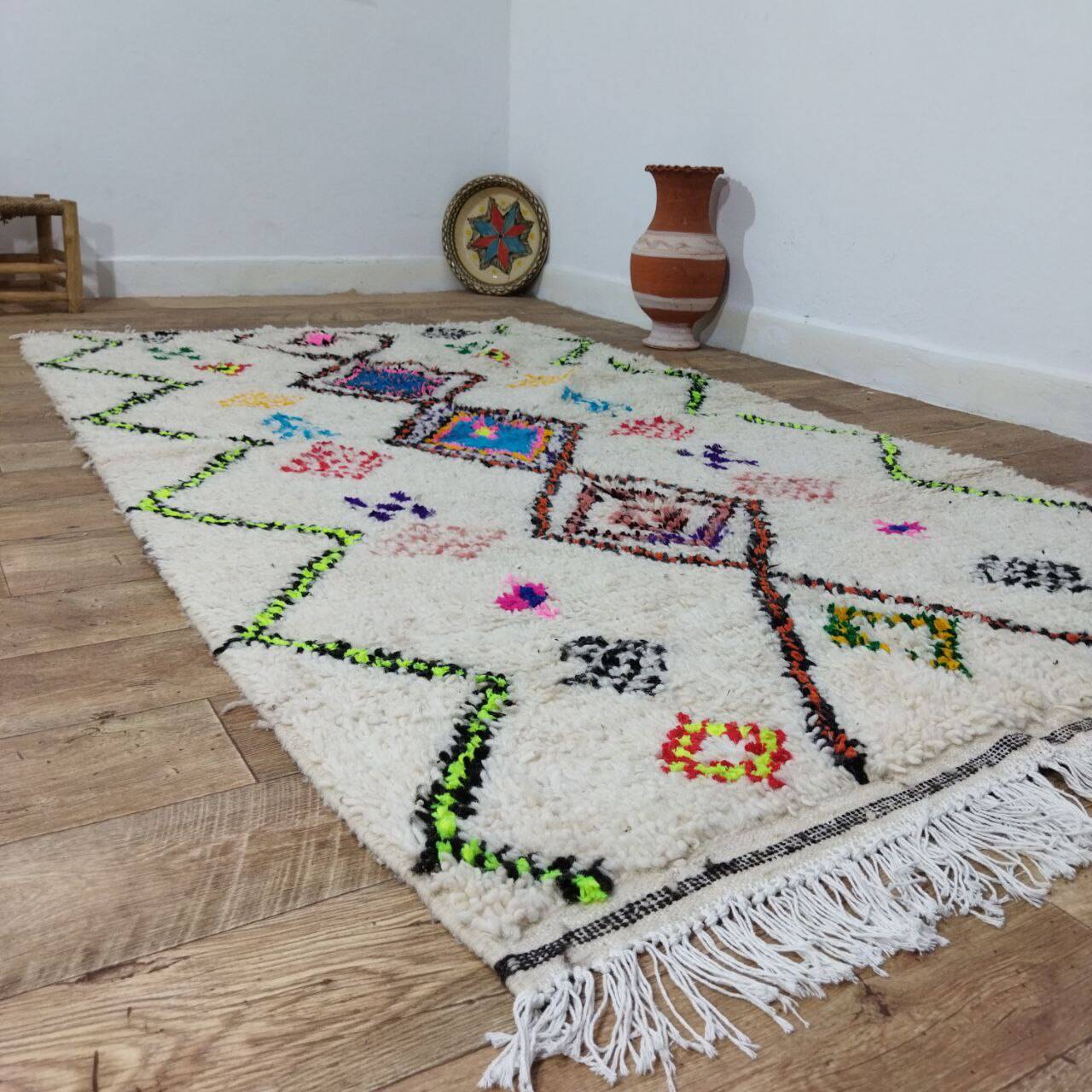 Handmade wool Berber rug 242 X 138 CM