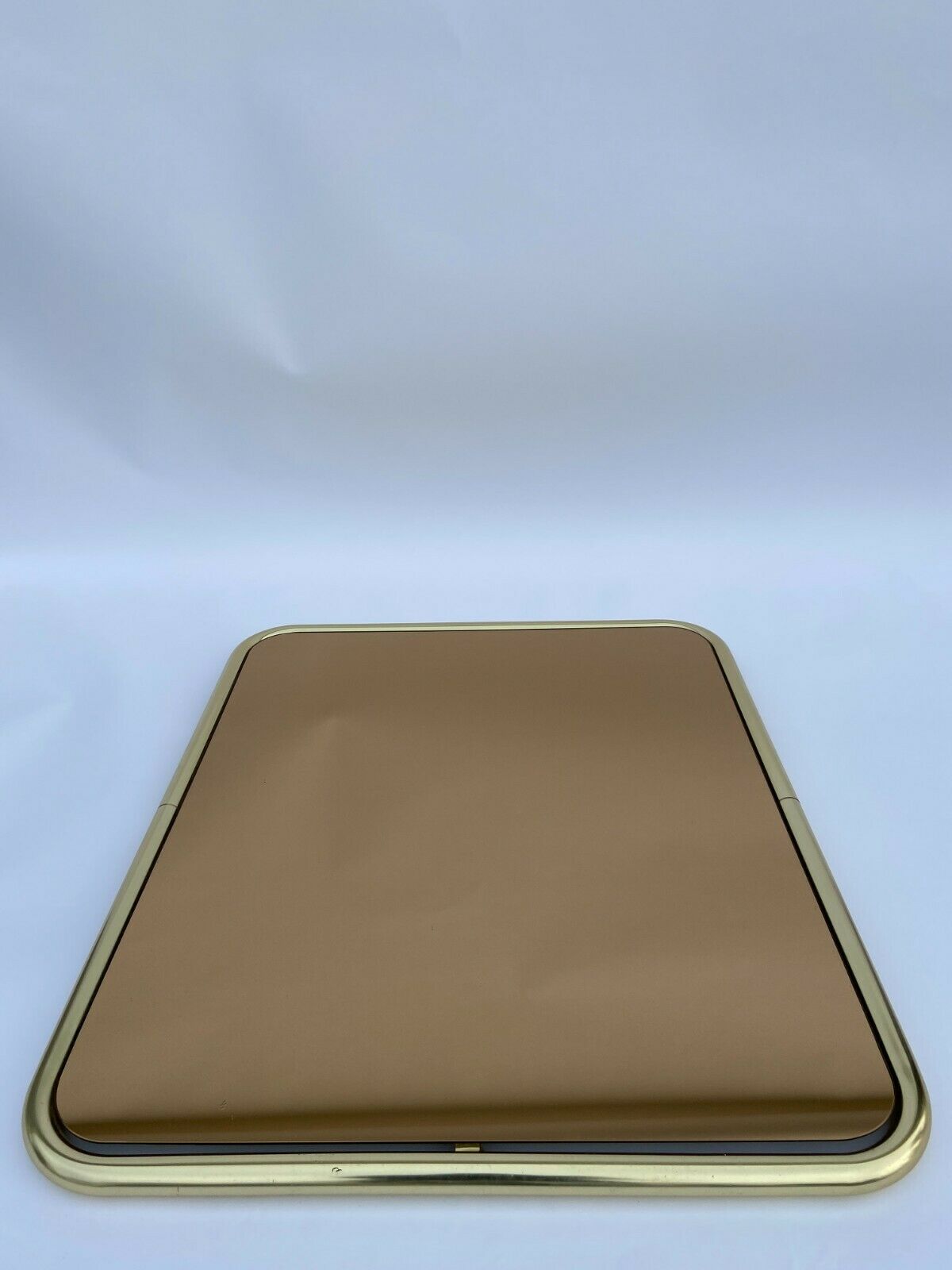 Mirror 1980 brass entourage dore modernist glass smokes 91x76cm
