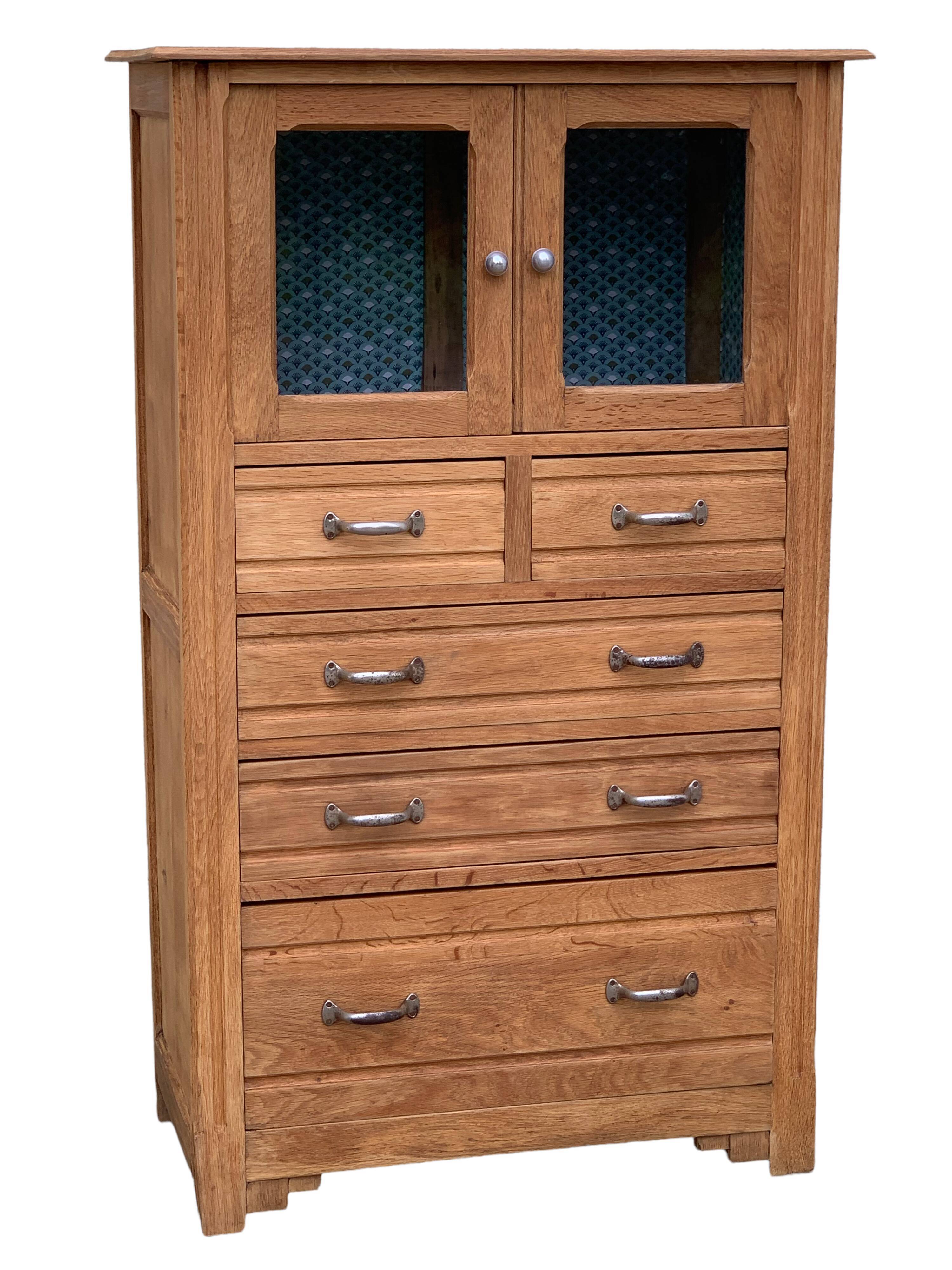 Buffet parisien vitré 1920 bois brut massif