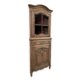 Bleached Oak Corner Display Cabinet – French 2-Piece Cabinet