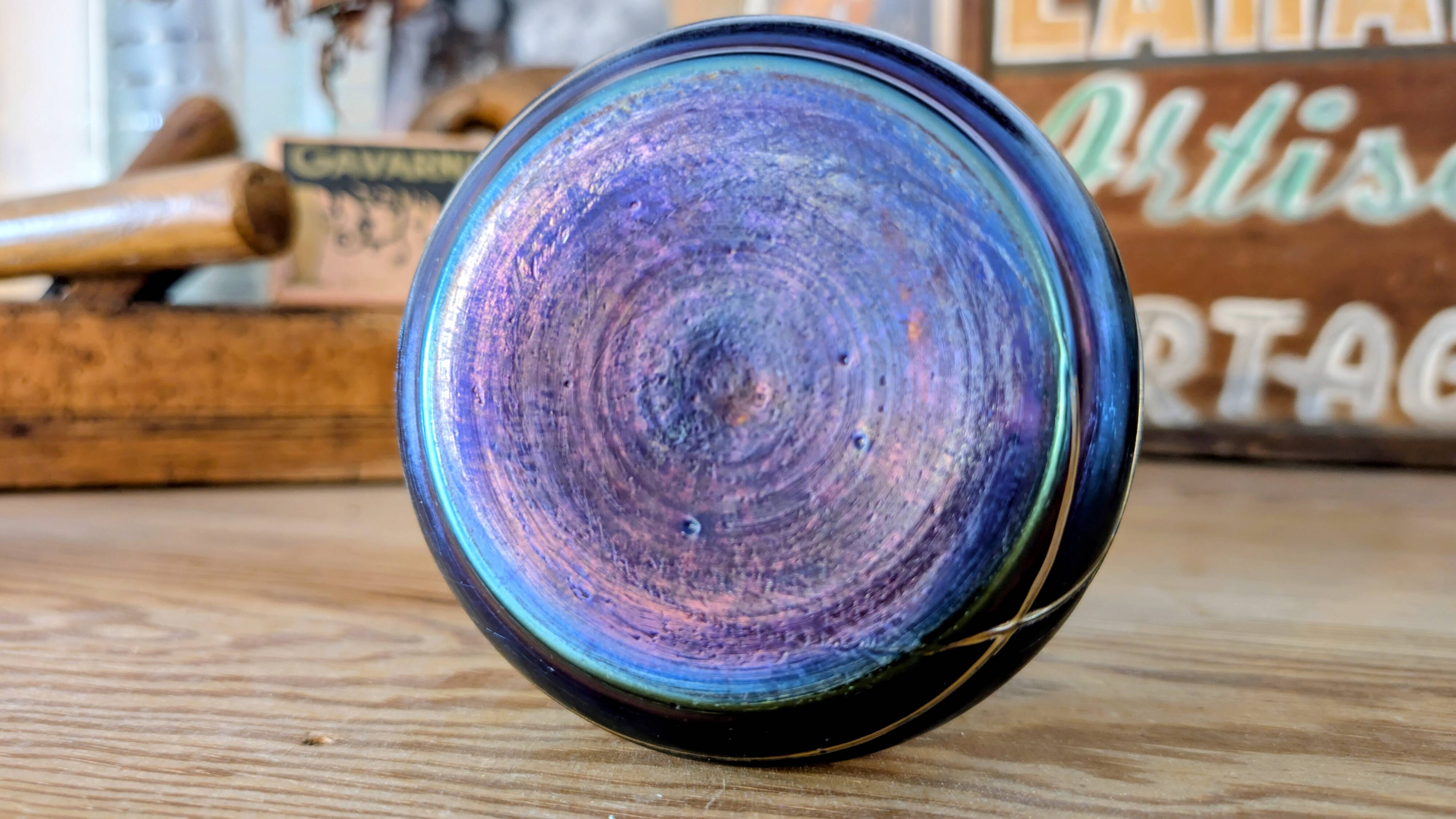 Iridescent Art Nouveau vase with multicoloured reflections attributed to Loetz.