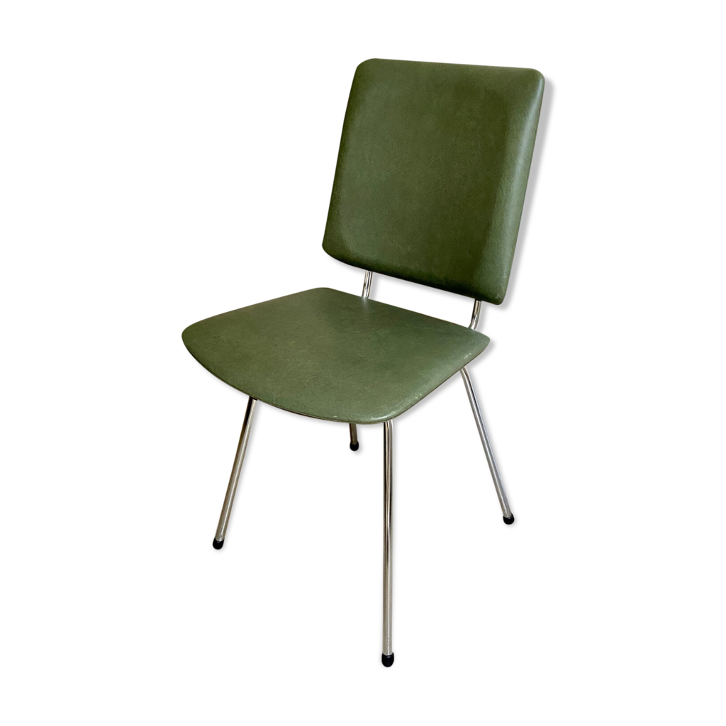 Chaises Vintage Années 70 – Aluminium Et Skai Orange, Parfait état