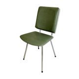 Chair in chrome aluminum and green skaï 1960s
