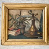 C.1920 french still life of fruit oil painting