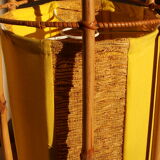 Louis Sognot, table lamp in bamboo and cotton from the 60s.