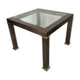 Table basse vintage en laiton et verre biseauté