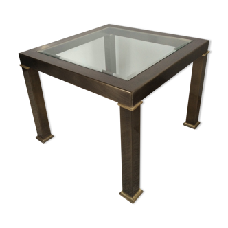 Vintage brass coffee table and beveled glass