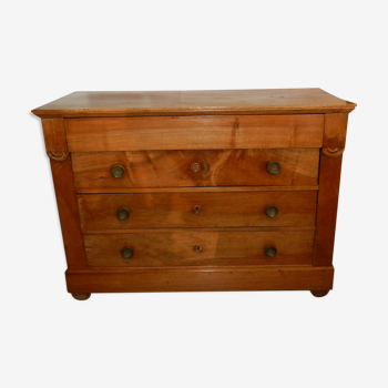 Empire style chest of drawers in blond walnut