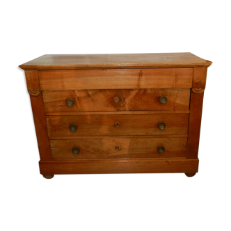 Empire style chest of drawers in blond walnut