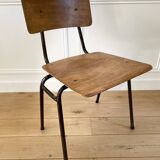 Industrial chair, vintage school chair, wood and metal
