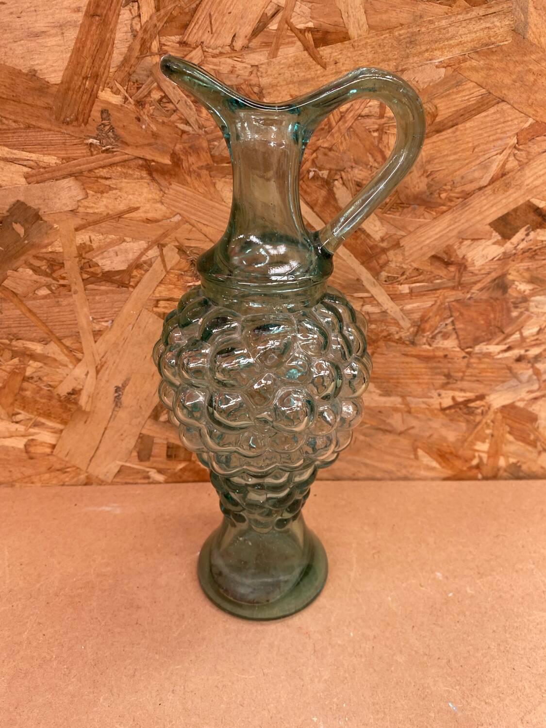 Antique glass pitcher ewer grape cluster shape vintage