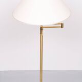Brass swing arm floor lamp with shade 1970s