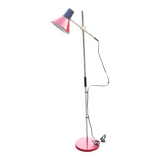 Designer reading lamp from the 70s in chrome and red lacquered sheet metal