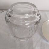 Jam pot, jam maker, sugar bowl, in crystal and silver metal