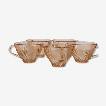 Lot de 6 tasses en verre rose Vereco