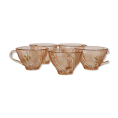 Set of 6 Vereco pink glass cups