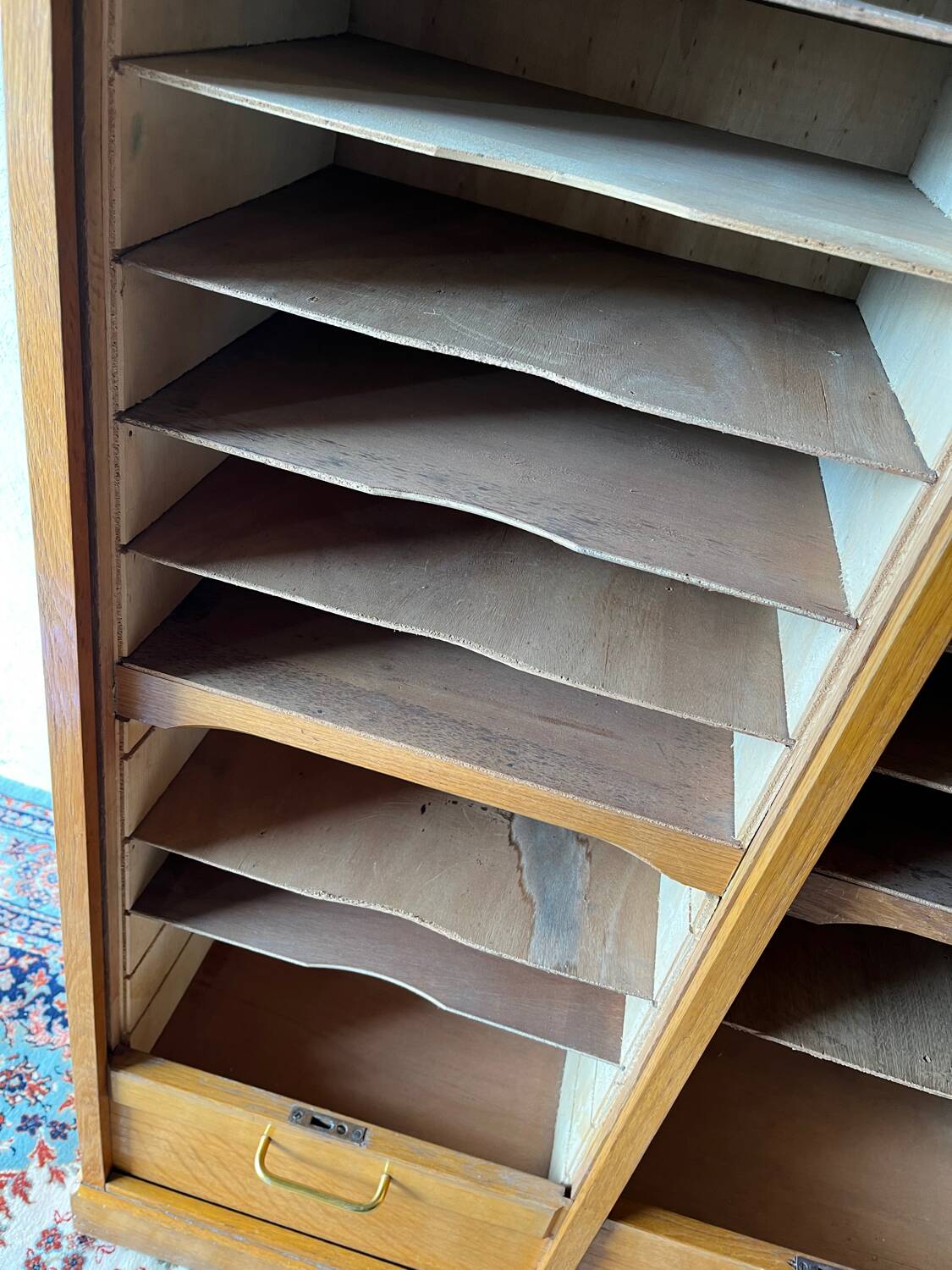 Vintage 70s double curtain filing cabinet