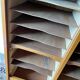 Vintage 70s double curtain filing cabinet