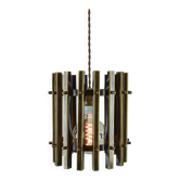 Italian Brutalist Brass-Metal Pendant Lamp