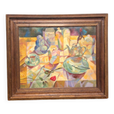 Tableau école cubiste vintage nature morte collection